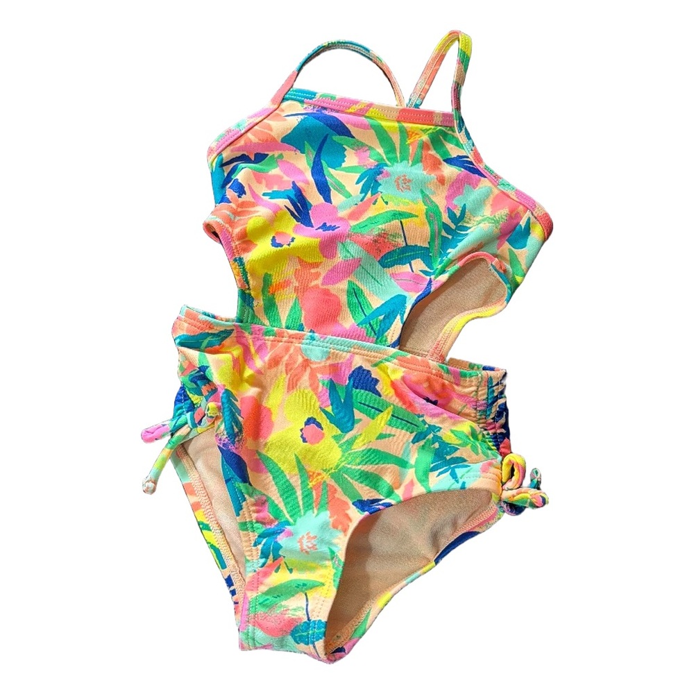 Cat & Jack Girls Tropical Cutout One-Piece Swimsuit Size 2T Tropical Summer